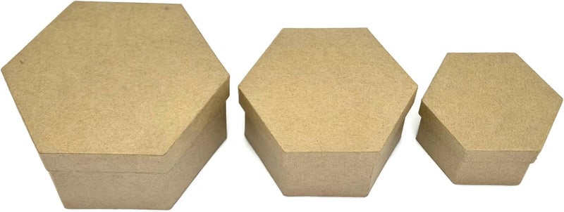 AllStellar Hexagon Paper Mache Nesting Boxes – SMALL Set of 3 Paper Mache Boxes with lids for Crafting, Gifts, Storing Jewelry, Treasure, Accessories, Cosmetics, Ornament and more - Image 4